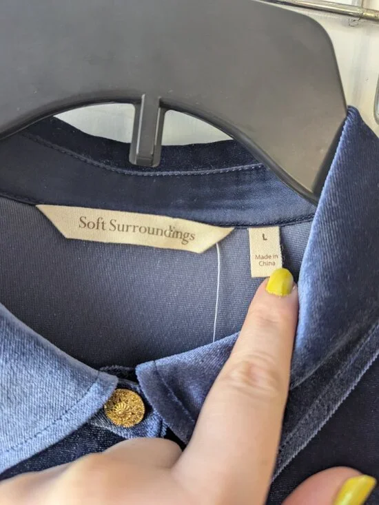 Soft Surroundings Enchanted Velvet Blue Blouse Size Large NWT - Picture 4 of 10